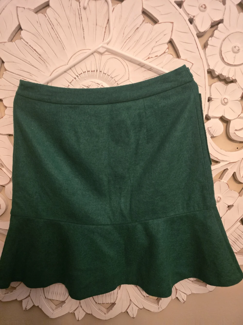 Anthropologie Maeve Green Ruffle Wool Skirt